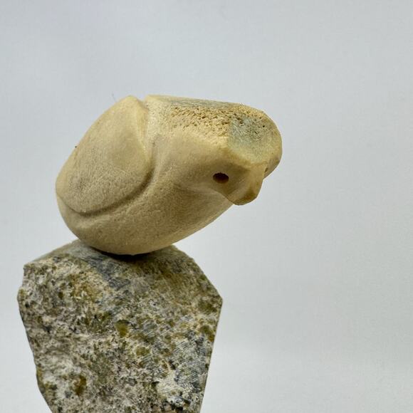 Inuit Hand Carved Inukshuk Sculpture with Birds by GYTA EESEEMAILLE - Picture 6 of 8